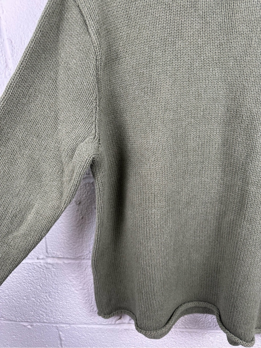 Vintage 90s J.Crew Roll Neck Sweater XL Sage Green Oversized Chunky Knit Coastal - Picture 4 of 10
